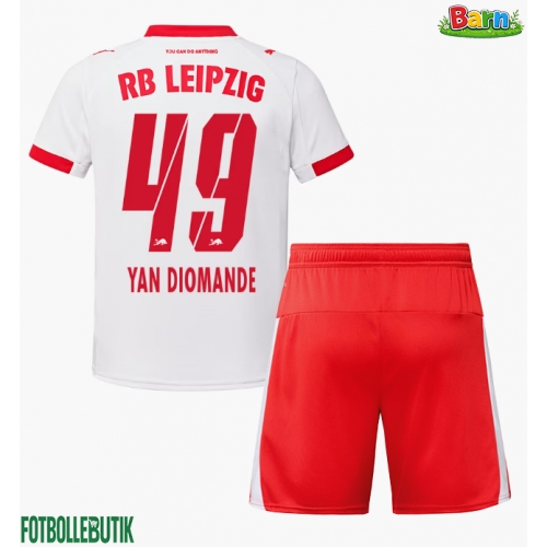 RB Leipzig Yan Diomande #49 Hemmaställ Barn 2025-26 Kortärmad (+ Korta byxor)